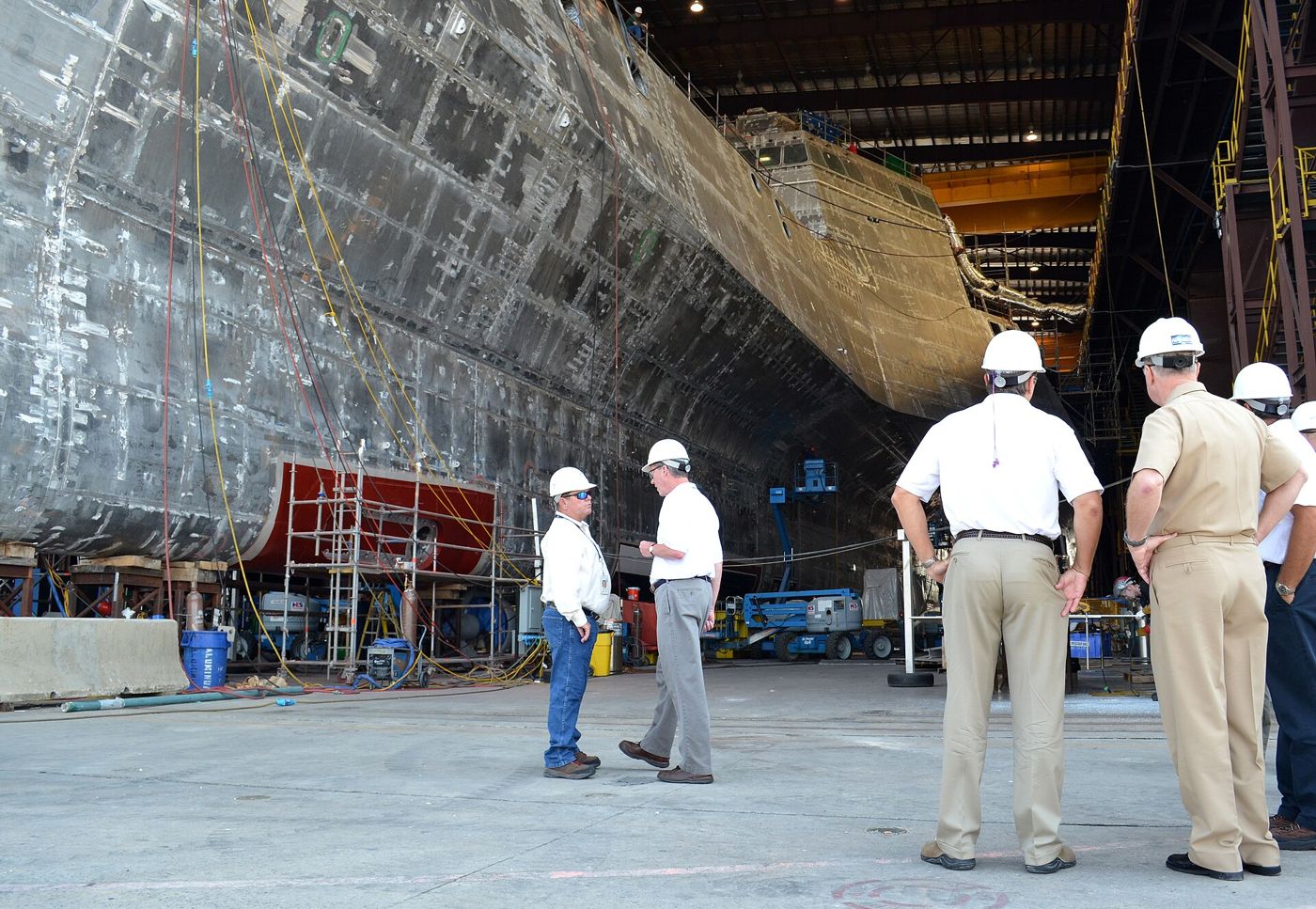 Frigate hull in the construction hall