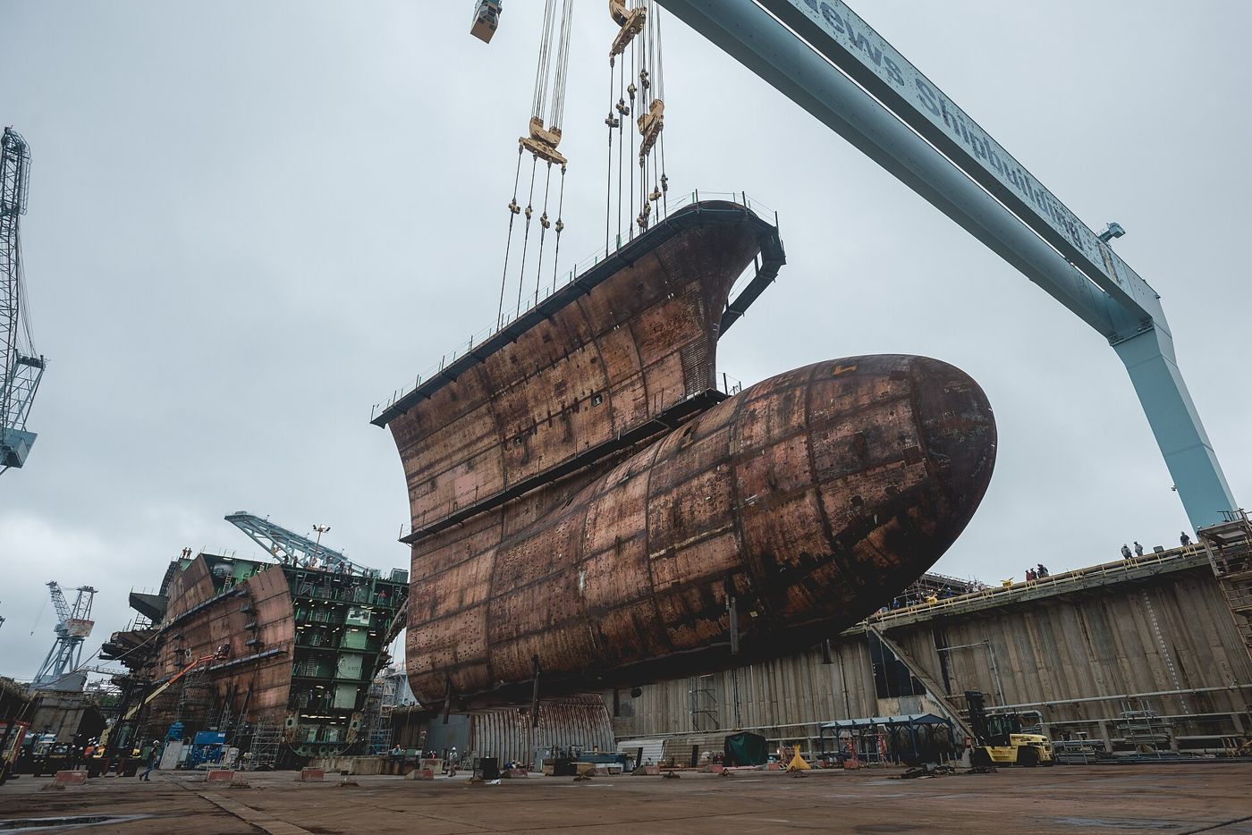 Aircraft Carrier John F. Kennedy (CVN 79), bow construction